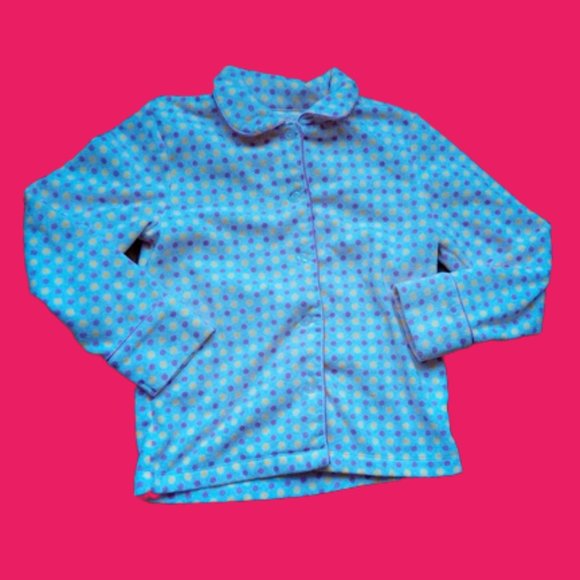 White Polka Dot Fleece Pajamas Girl Size 14 XL - Picture 2 of 4
